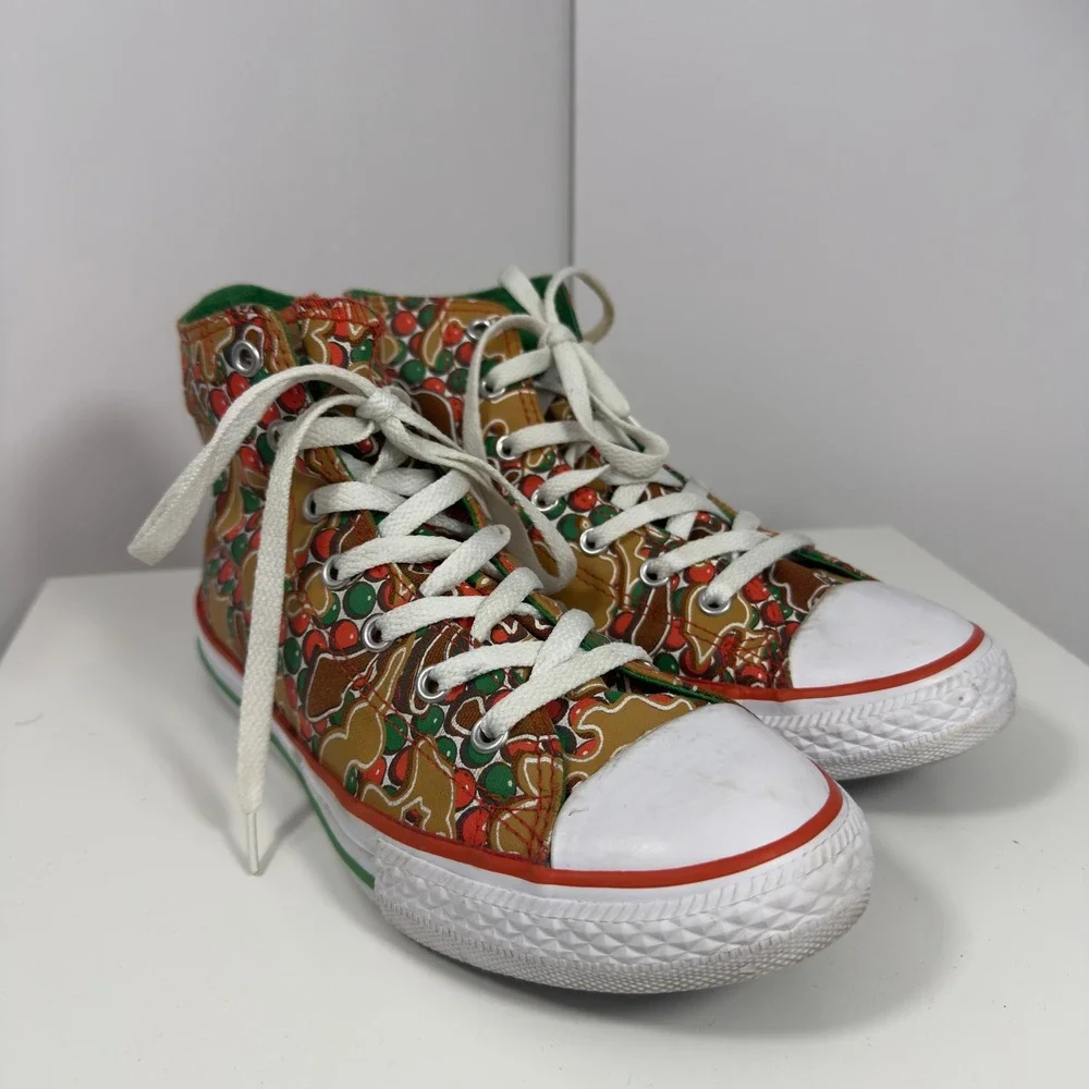 Converse Chuck Taylor All Star Junior 4.5 Red Green Gingerbread Christmas Hi Top